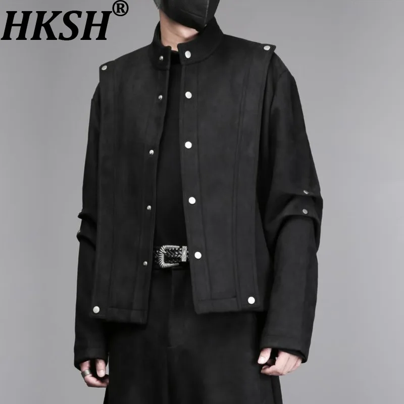 

HKSH Autumn Winter Men Dark Punk Faux Suede Texture Niche Design Jacket Simple High-End Casual Pants Trendy Techwear Set HK15210