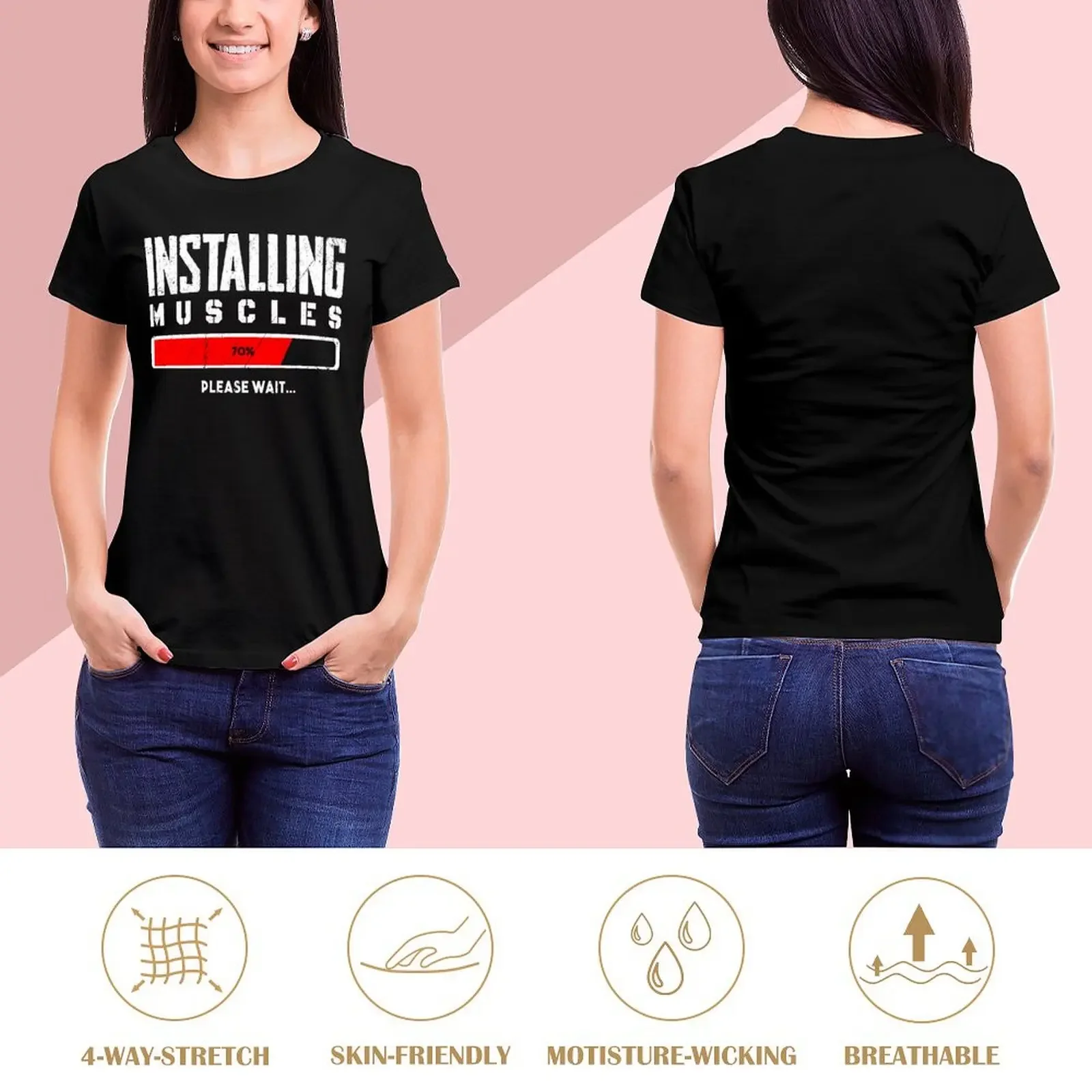 Installing Muscles Please Wait T-Shirt anime clothes vintage clothes t shirts for Women graphic