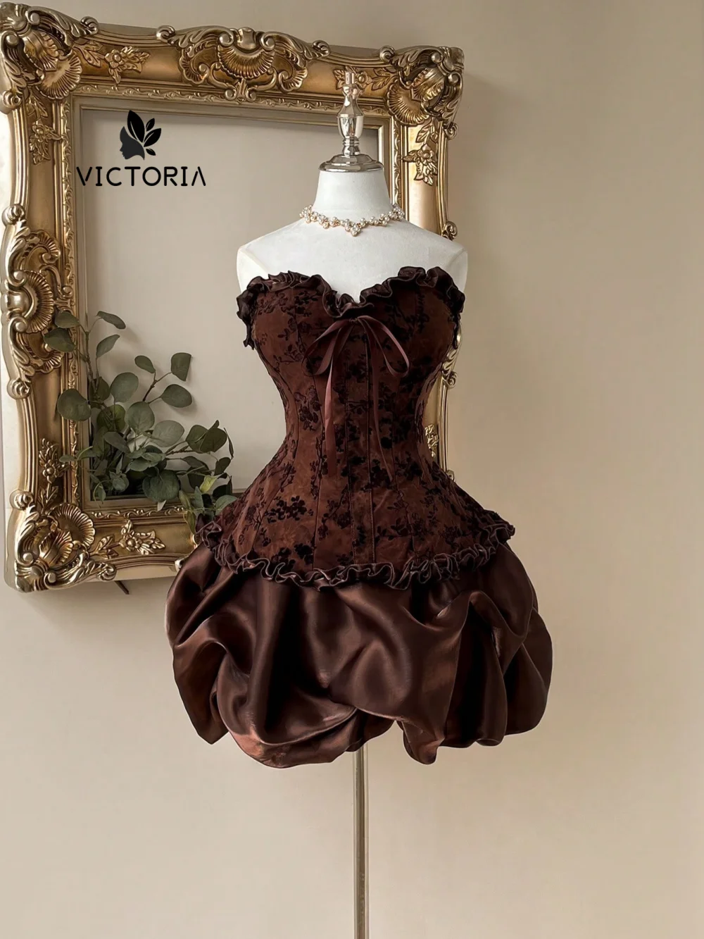 Unique Strapless Brown Prom Dresses Mini Homecoming Dress V Neck Birthday Party Dresses Vestido De Festa Customized