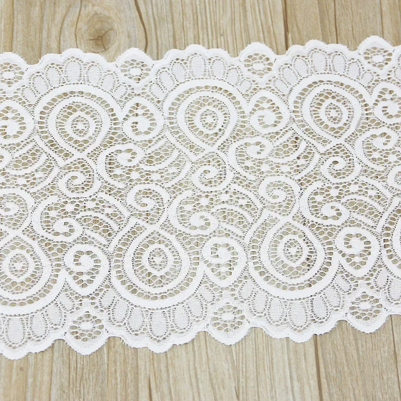 (3 Meters/lot) 18cm White Elastic Lace Fabric French Hollow Underwear Laces Trim DIY Clothing Decoration