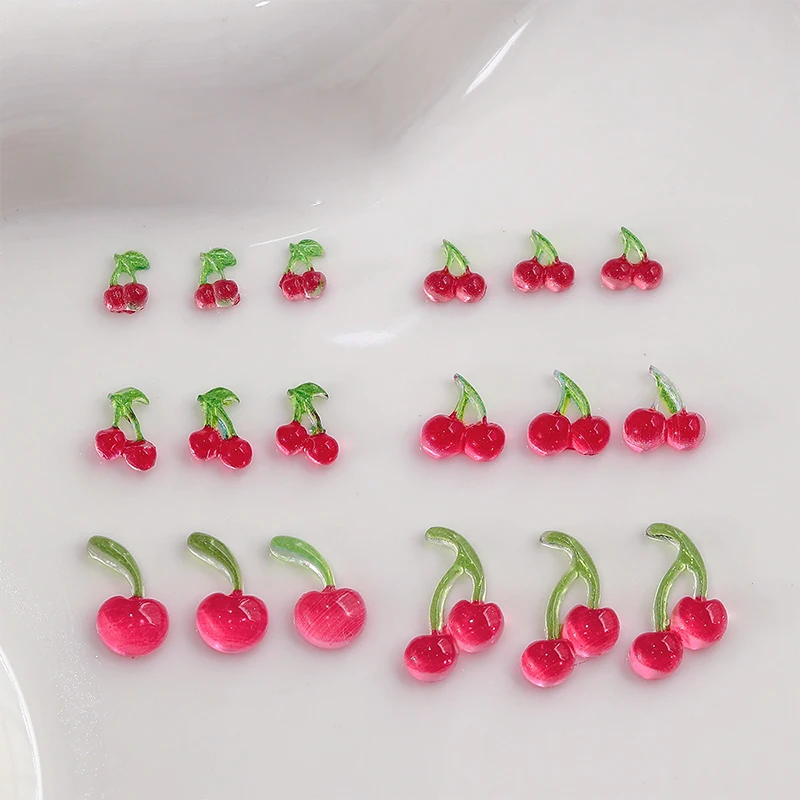20個入り スイート3Dミニレッドチェリーネイルアートアクセサリー レジンフルーツネイルチャーム ジュエリーネイルアートデコレーションパーツ DIYマニキュアツール