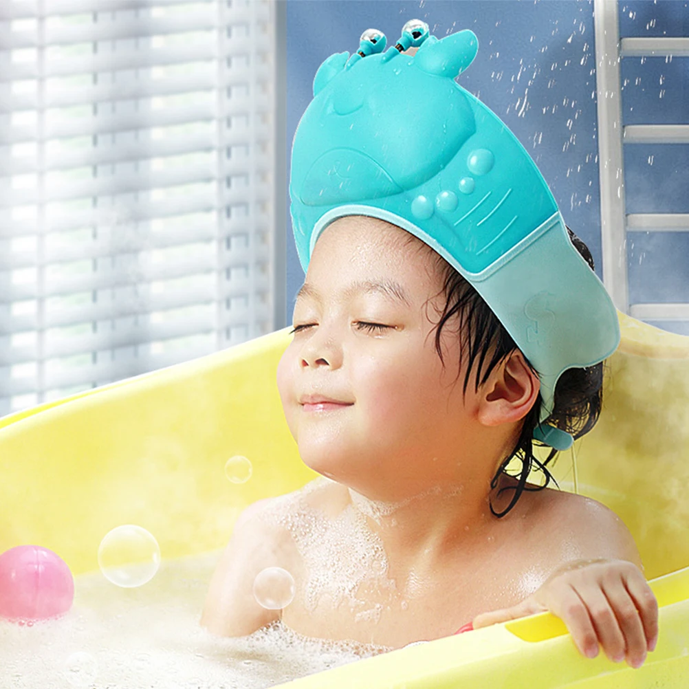 

2 Pcs Kids Bath Hat Hair Washing Shampoo Caps for Toddlers Children Waterproof Silicone Easy Drainage Adjustable