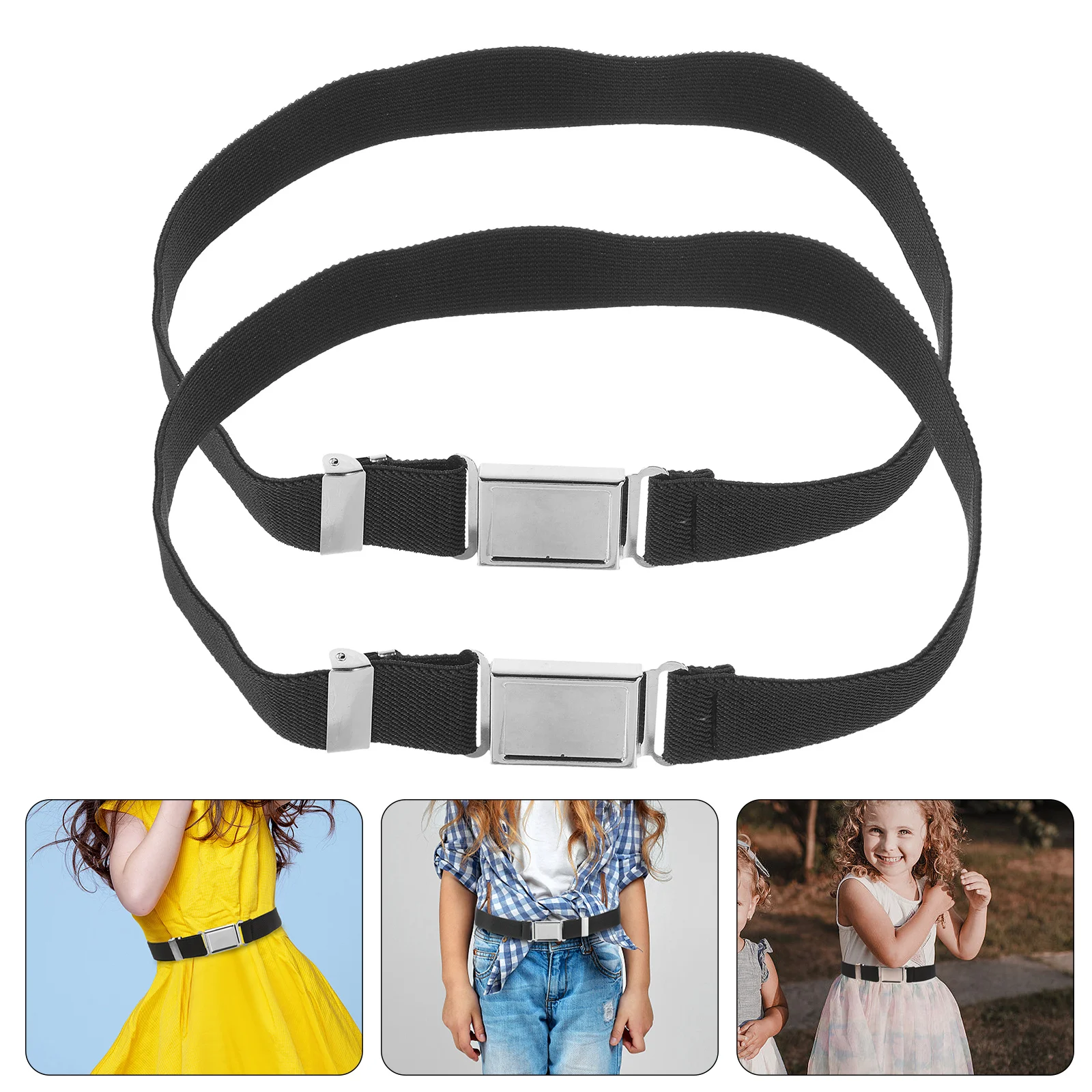 

2pcs Magnetic For Kids Kids Belts For Adjustable Elastic Belts 8-10 Uniform Belt Boys Girls Rubber Nylon Children Belt