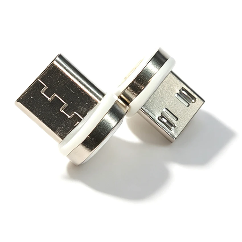 3pcs For Micro Type-C Android 4-Core Male Round Magnetic Plug Strong Magnetic Base Data Charging Cable Plug Head