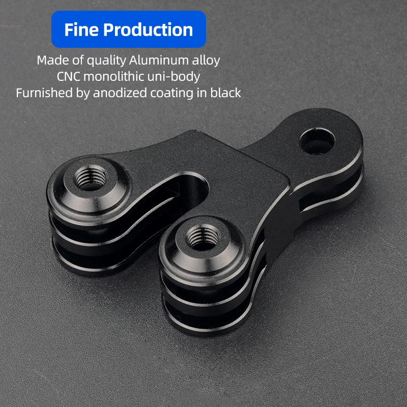 Deemount Dual Twin Adaptor Bicycle Computer Rack Headlight Stand Aluminum Connector for GoPro Hero 5/6/7/8/9/10/11 Sports Camera