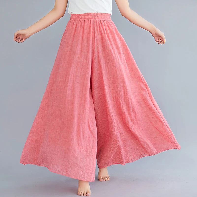 

2025 New Loose Cotton and Linen Wide Leg Pants Women Bottoms Underwear Casual High Waist Sports Yoga Pants