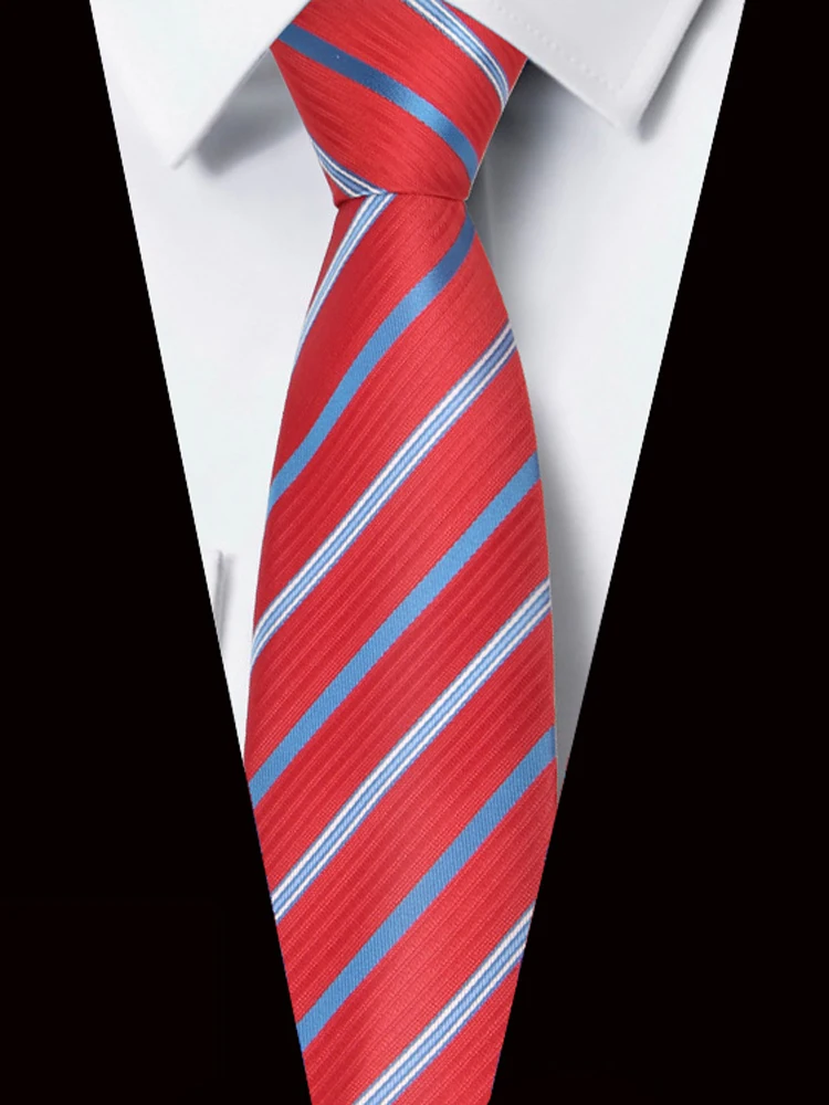 Hommes classique rayures 8 cm cravates rouge bleu couleur Jacquard cravate ajustement fête de mariage bureau usage quotidien cravate costume cravate