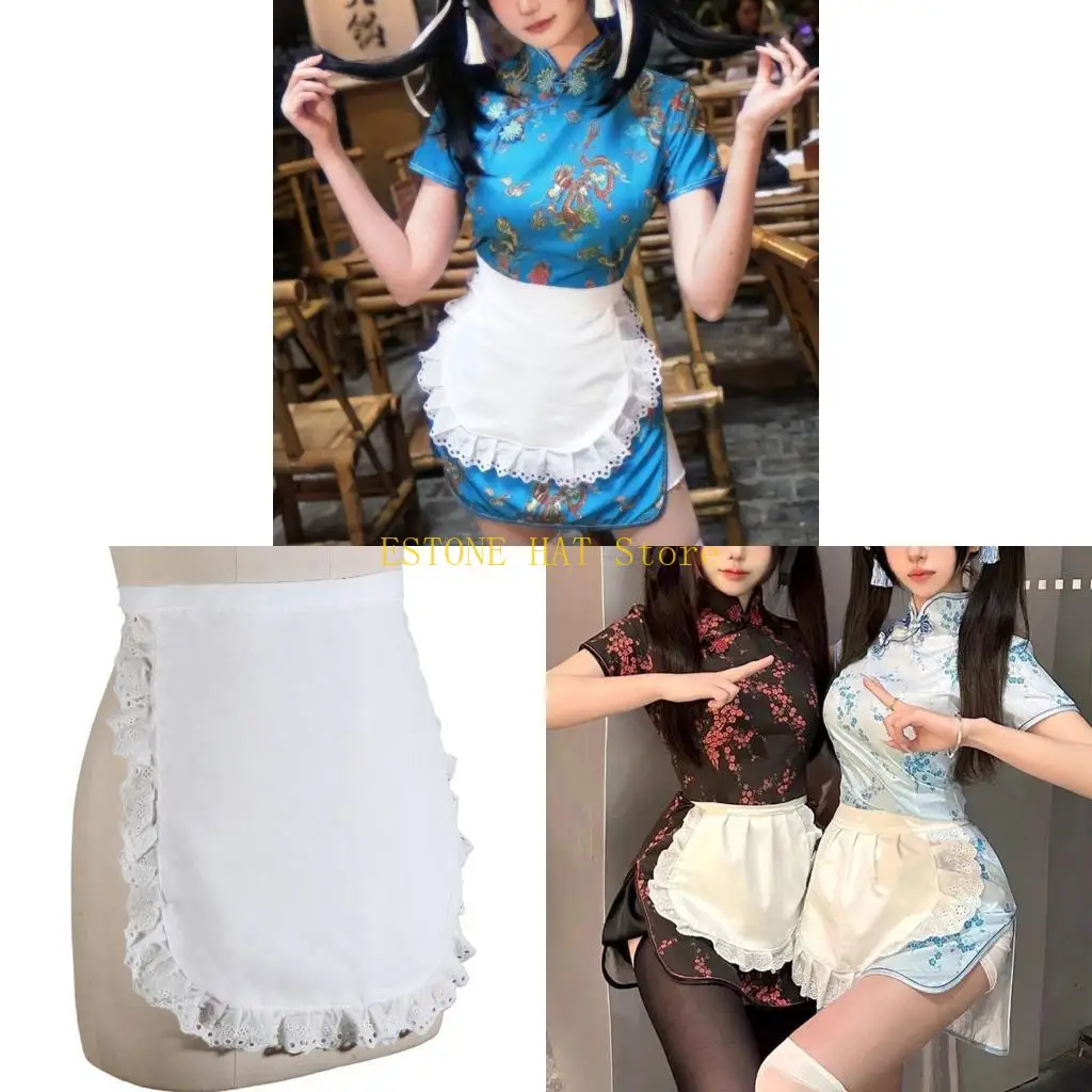 

49MF reffled White Frhons Женщины талия Arpry Maid Cosplay Costum