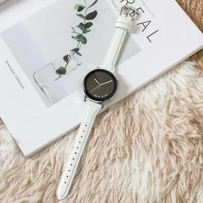 Slim Leather strap For Samsung Galaxy watch 7/ 6/5/5 pro/4 Classic/active 2 women belt 20-22mm bracelet Huawei watch GT 4-2e-3