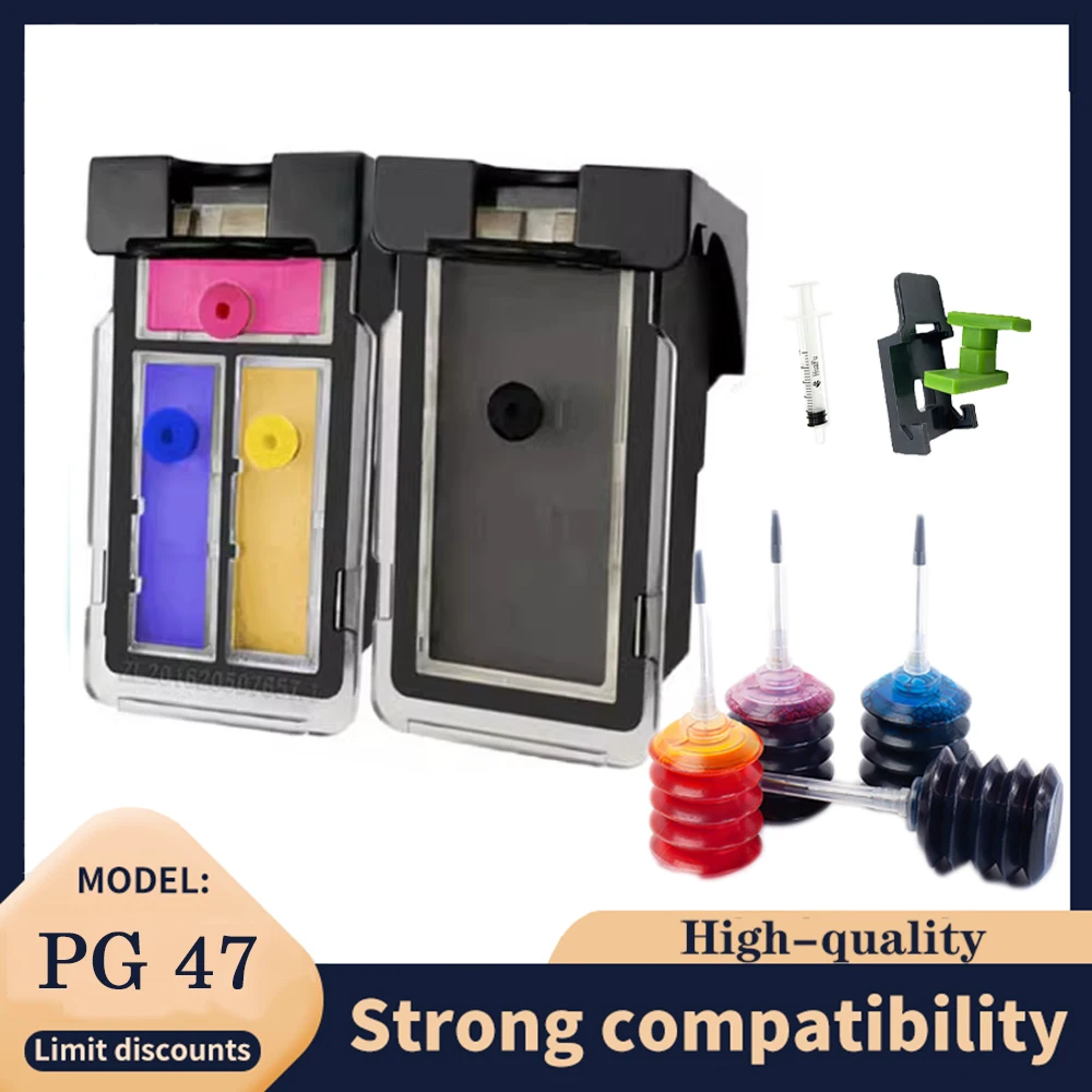 vilaxh Refillable pg47 cl57 Remanufactured Ink Cartridge PG-47 CL-57 for canon pixma cartridge E400 E410 E460 E470 E480 E4270