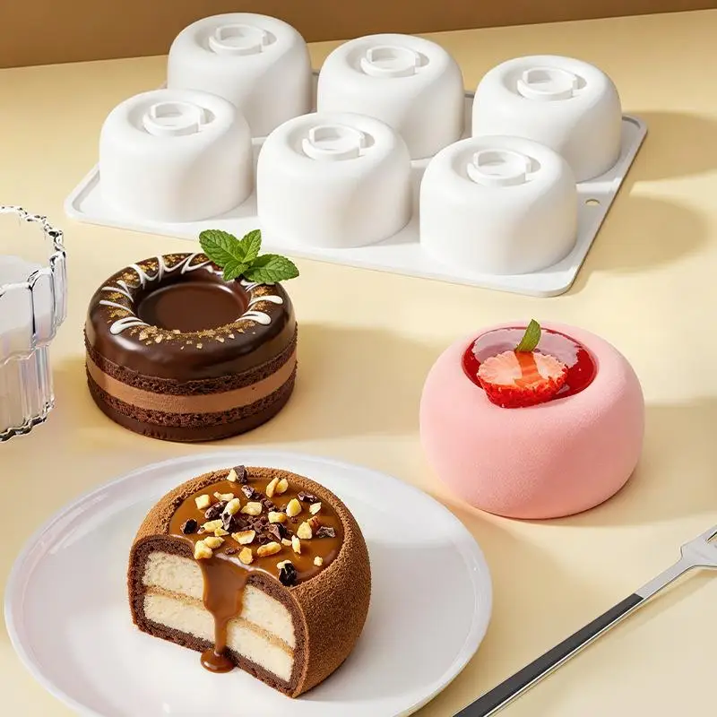 Cell Circular Concave Design Silicone Cake Mold Food Grade French Mousse Mould Candle Mold Kitchen Dessert Baking Tools