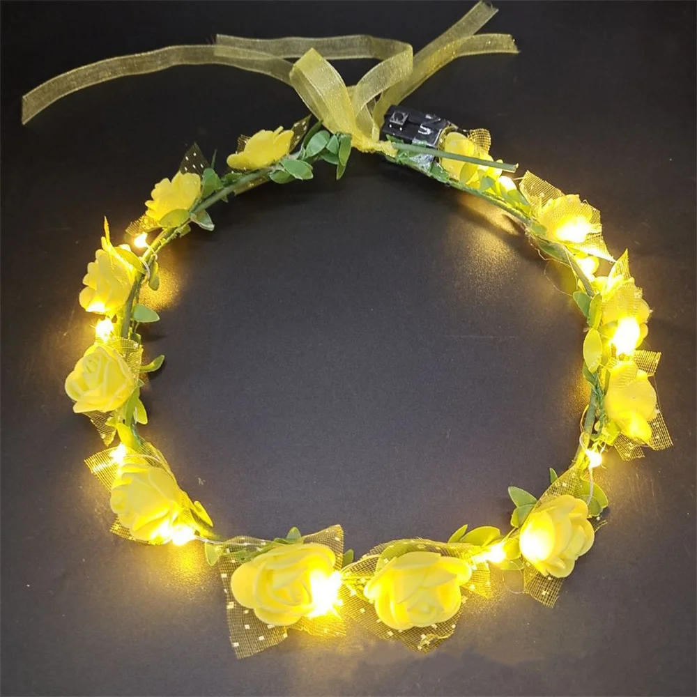 LED Light Up Flor Coroa Headbands, Brilhante Grinalda Floral, Headband Guirlandas para Cosplay, Aniversário e Fontes Do Partido Do Casamento