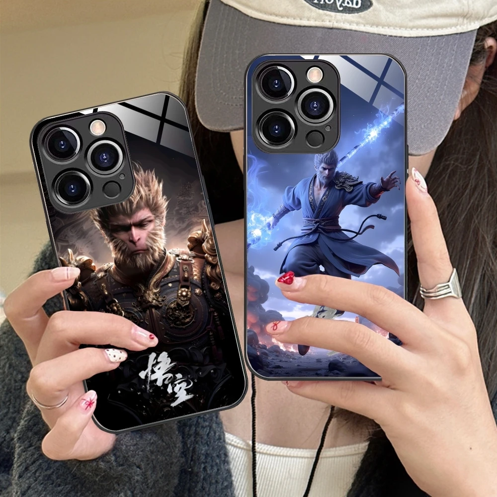 Black Myth Wukong Mobile Cell Phone Case for iPhone 16 15 14 13 12 11 X XR XS 8 Pro Max Plus Mini PC Glass Phone Cover Shell image 3