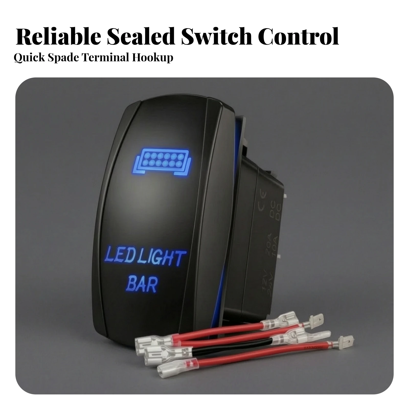 LED Light Bar Rocker Switch Heavy Duty 12V 24V DC Rocker Switch 20A 10A for Automotive, RV
