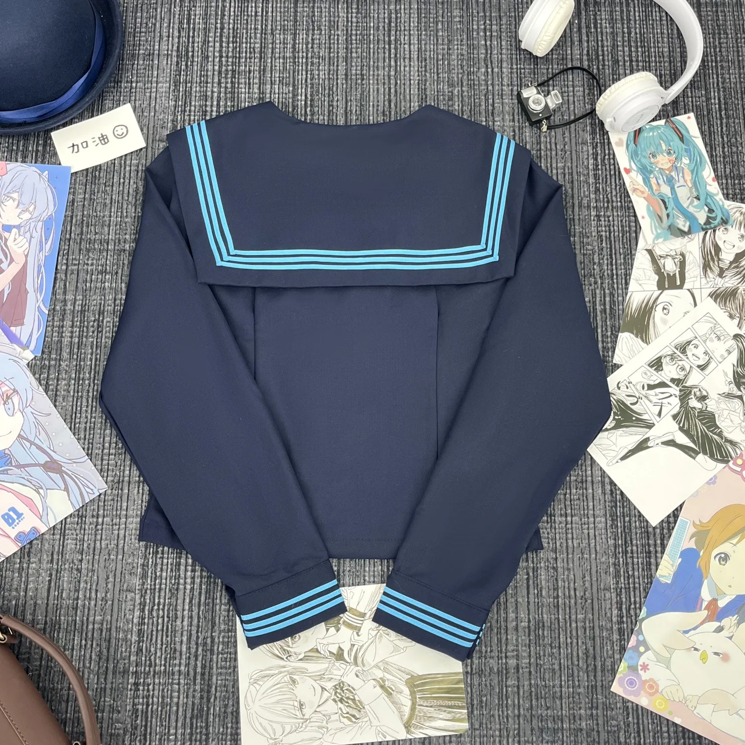 مجموعة زي بحار ياباني أصلي بأكمام طويلة مع ياقة زي المدرسة المتوسطة للكلية JK أزياء تنكرية للنساء