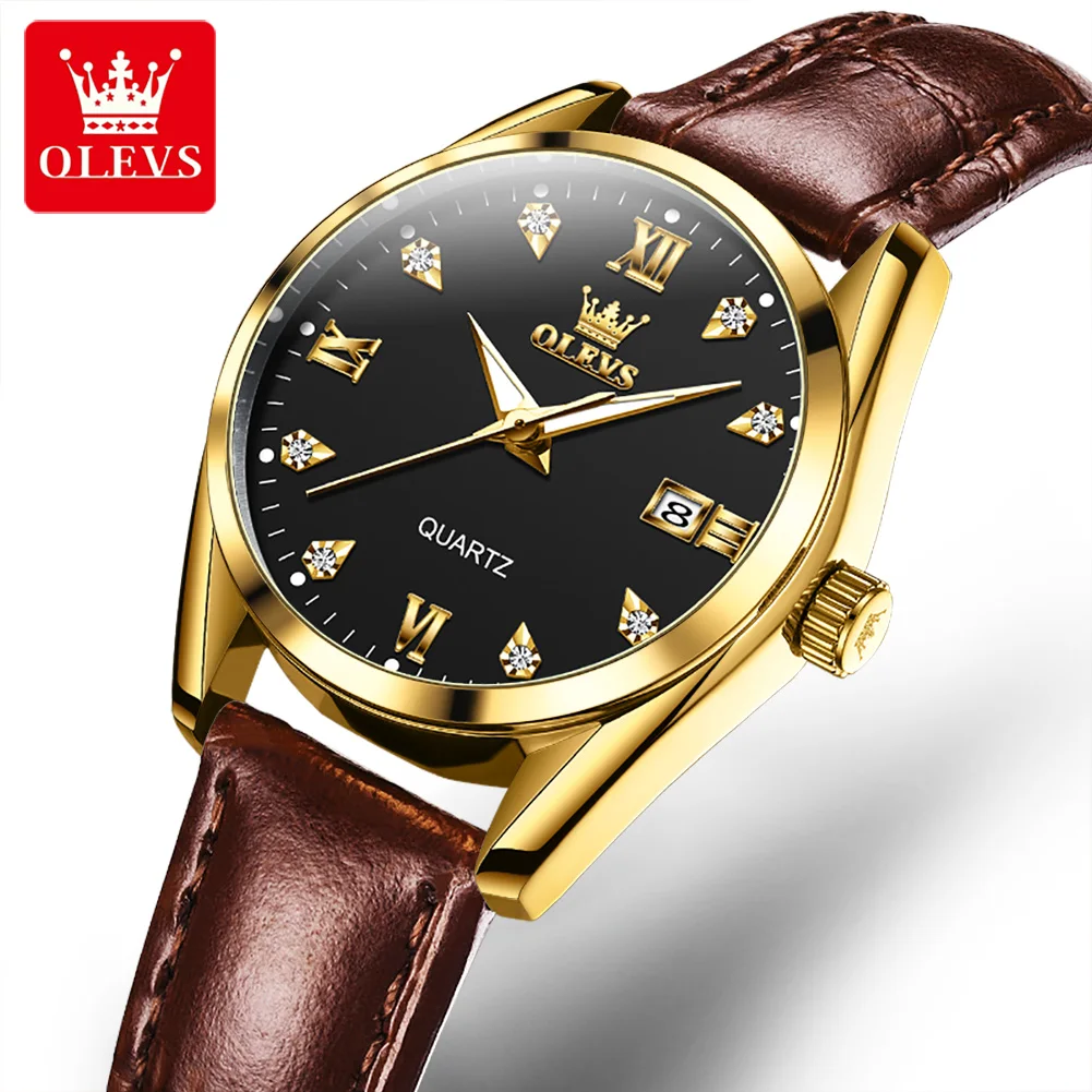 

OLEVS 2024 Women Quartz Watch Top Brand Luxury Diamond Leather Strap Waterproof Watches for Womens Date Wristwatch Montre Femme