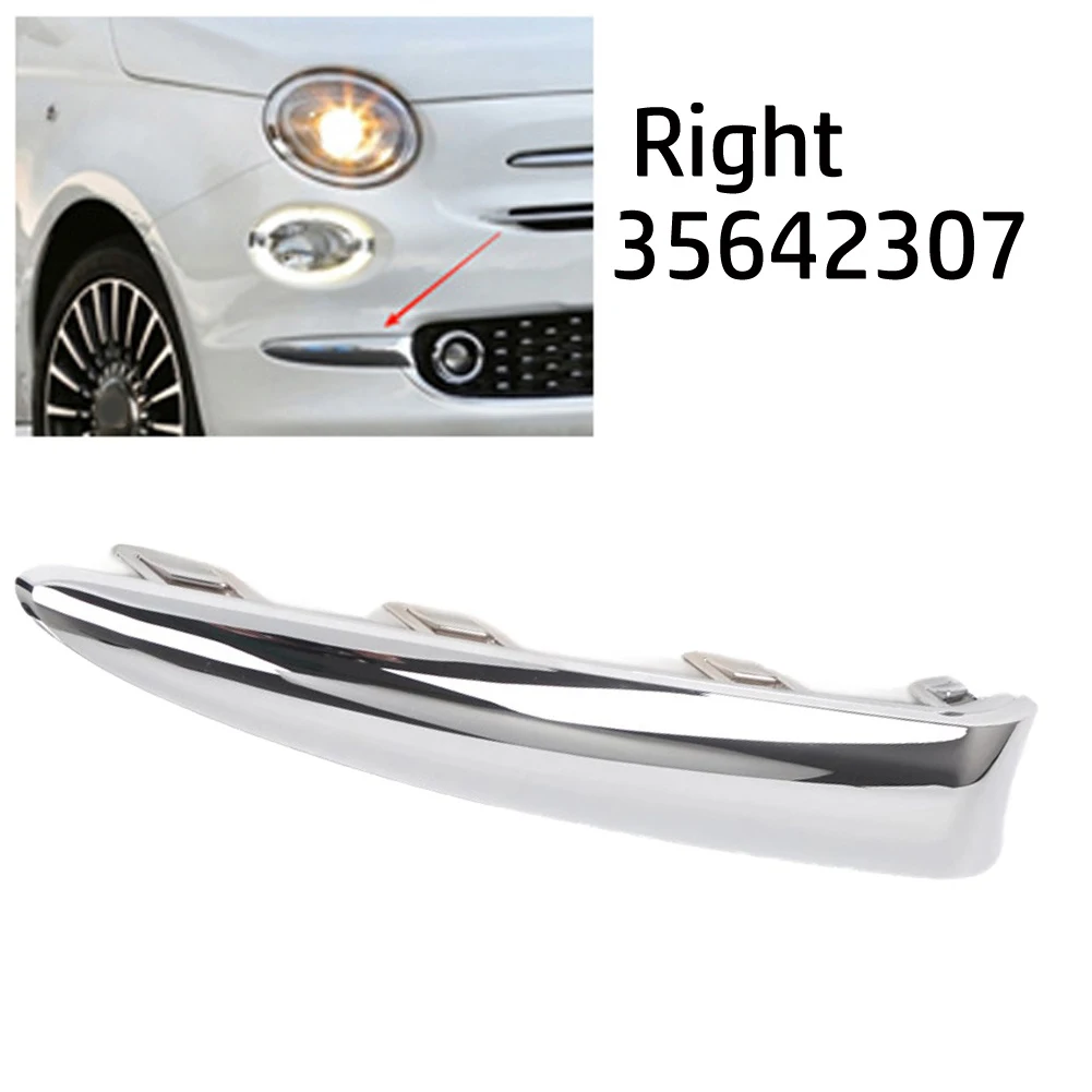Right Front Bumper Moulding Chrome Lounge Part 735642307 Compatible with For Fiat 500 Model 2016-2020 Direct Replacement