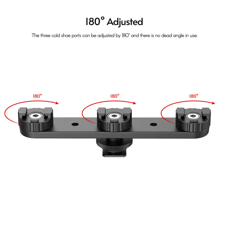 PT-23 콜드 슈 브래킷 브이로그 확장 브래킷, 콜드 슈 마운트 3 개, 180 ° 회전 가능, LED 비디오 라이트 마이크 장착