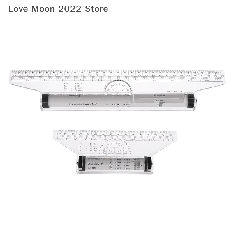 Angles Line Ruler 15cm 30cm Multi-Function Drawing Tool Metric Rolling Ruler Clear Parallel Rolling Ruler