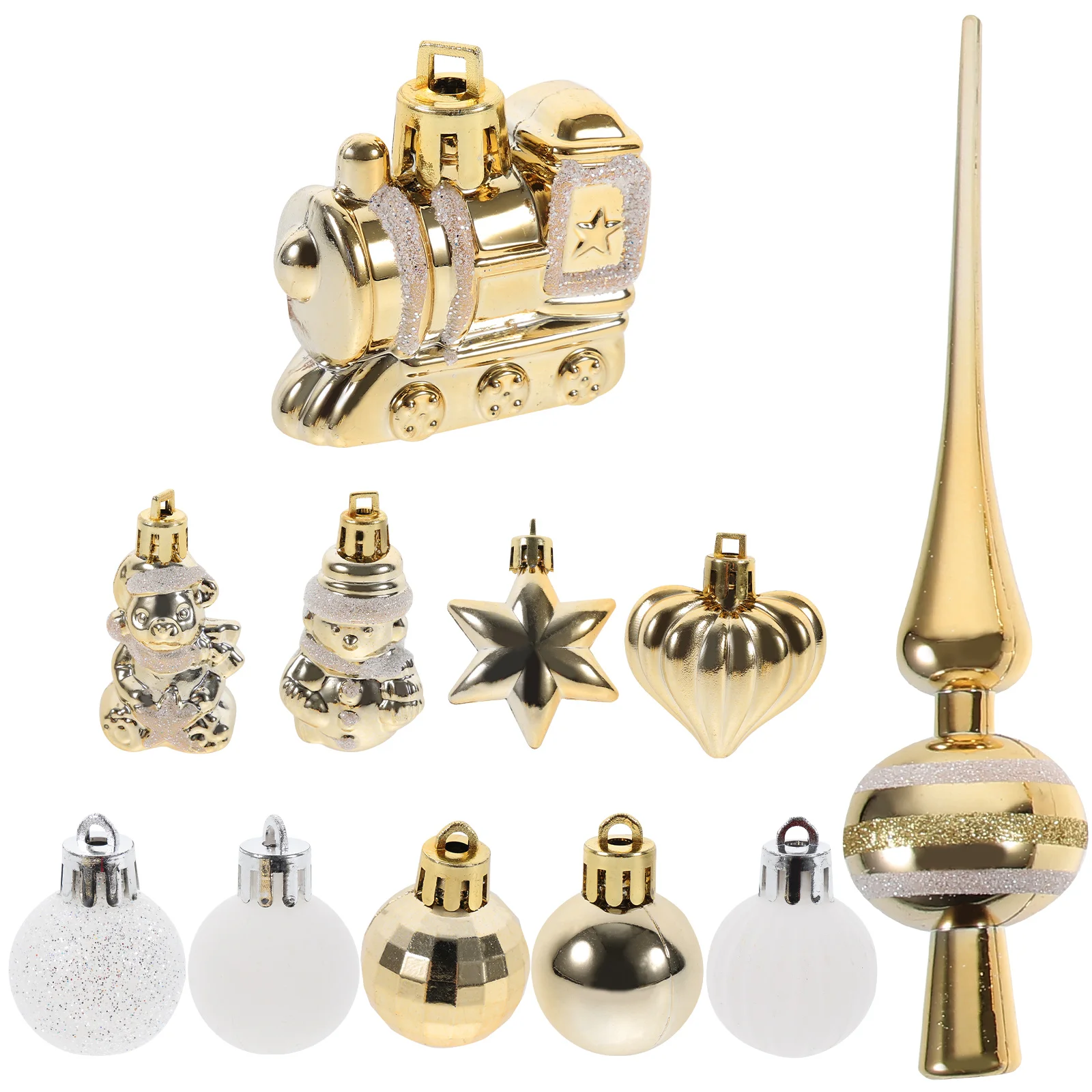 

Christmas Tree Topper Ornaments Golden Xmas Balls Decor Small Hanging Pendants Festival DIY Reusable Christmas Treenaments Party
