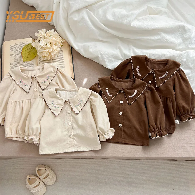 

Newborn Kids Baby Girls Sweet Princess Shirt Spring Infant Baby Girls Long Sleeve Sisters Embroider Rompers Clothes