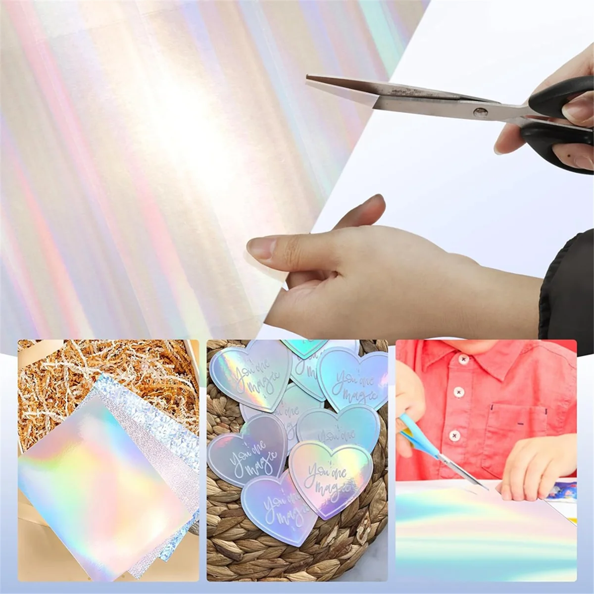 27 Sheets Holographic Cardstock, 8 X 12 Inch Metallic Glitter Shiny Mirror Paper 250gsm/92lb for Arts and Crafts