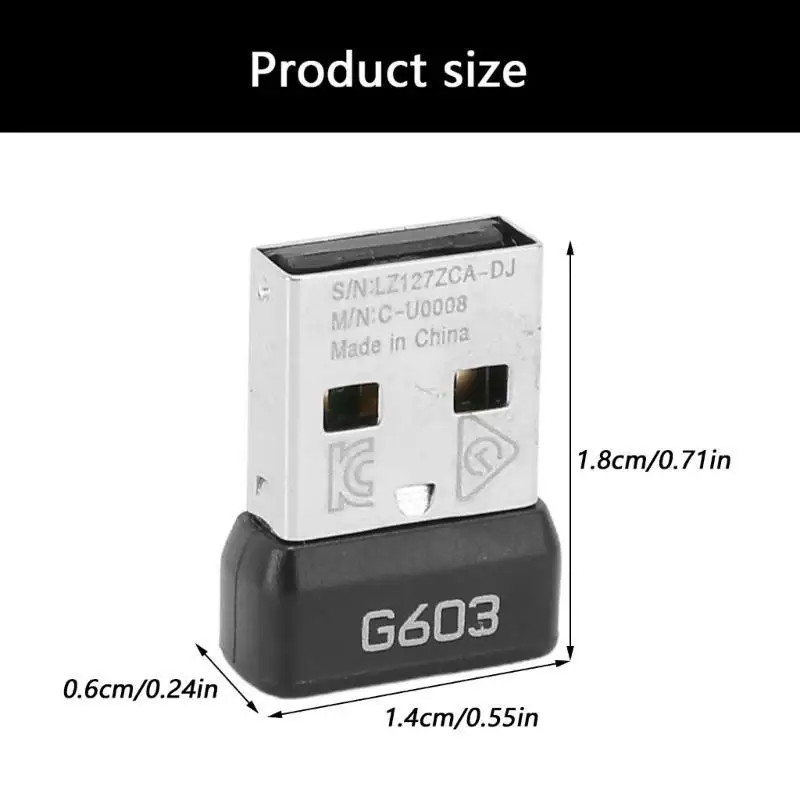 جهاز استقبال ماوس عالي الأداء 652F لماوس لاسلكي G603 بتصميم مدمج اتصال موثوق به لملحقات الكمبيوتر المحمول #6