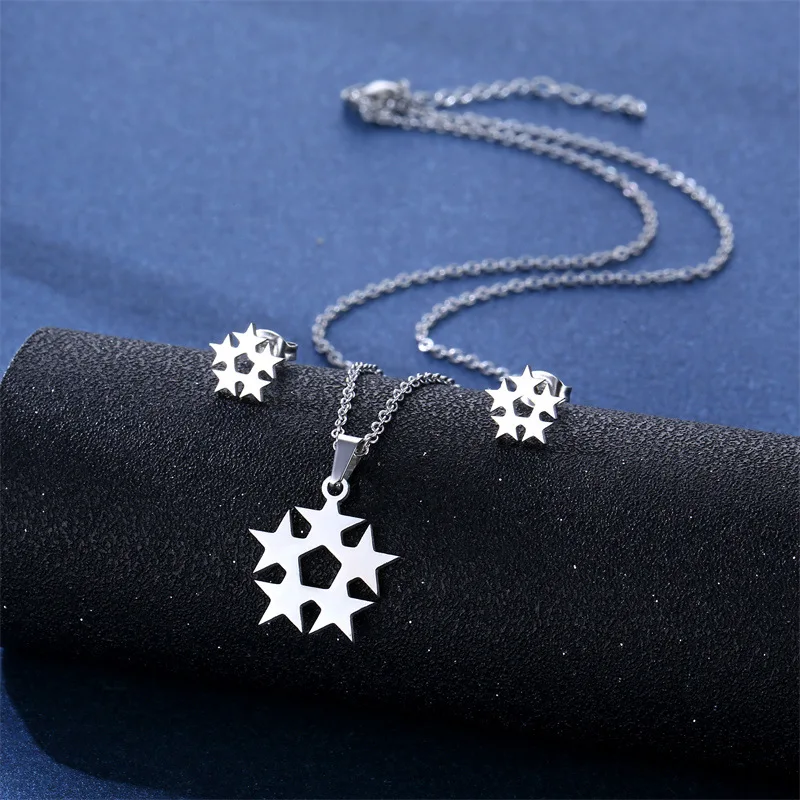 316L NEW Stainless Steel earrings Necklace set Women Classic hollow Star Choker Pendant Necklace Engagement Jewelry TZ85