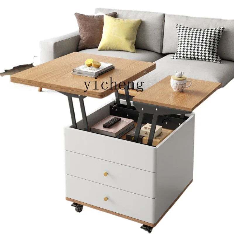 ZC lift coffee table dining table dual-purpose multi-functional living room furniture removable retractable folding tea table