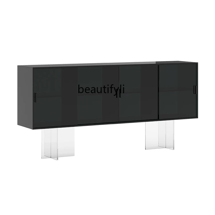 

Modern Minimalist Acrylic Home Suspension Sideboard Cabinet Black Combination Entrance Cabinet