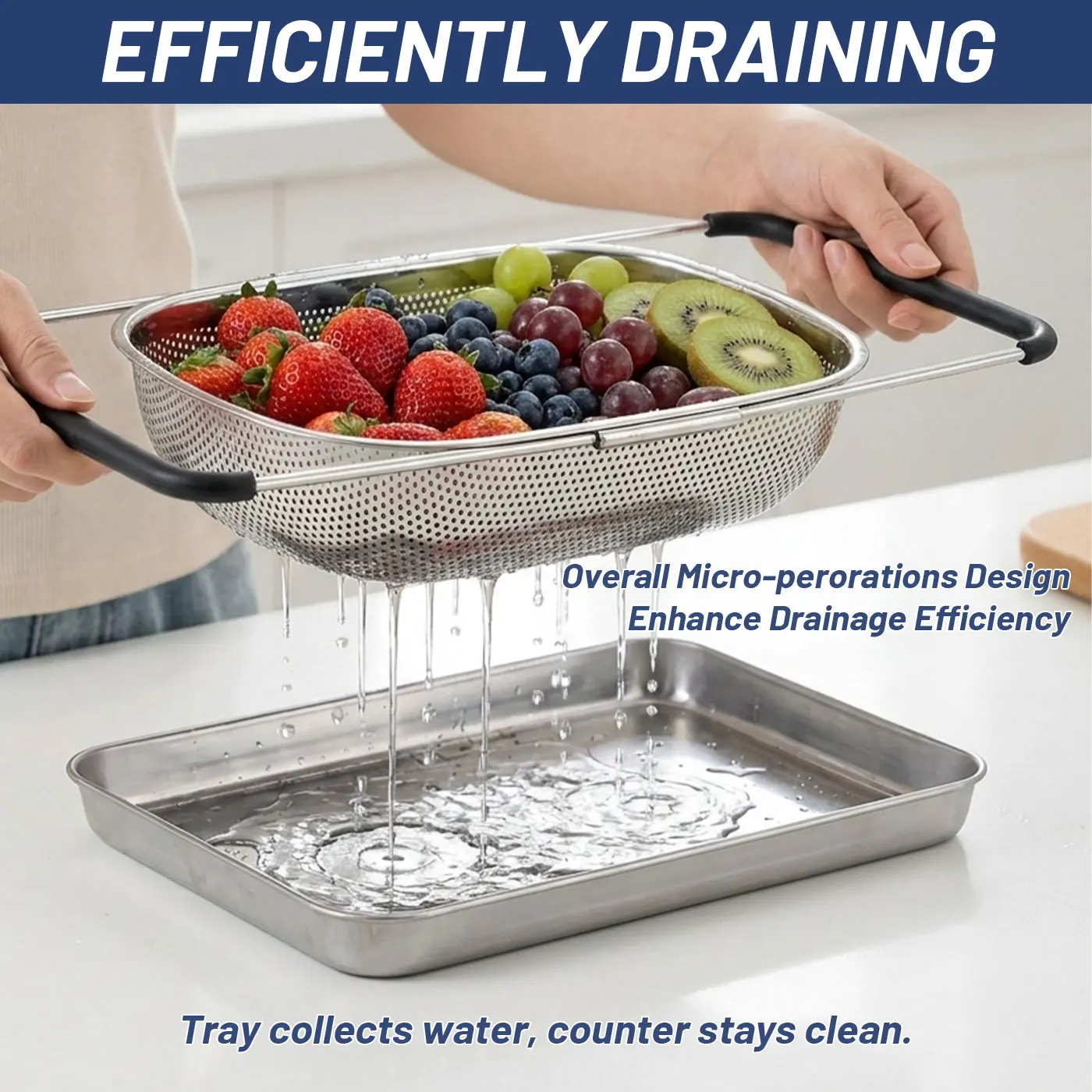

tastyWay Sink Strainer, Strainer, for washing and draining vegetables and fruit, Telescoping Kitchen Accessory, Kitchen Utensil