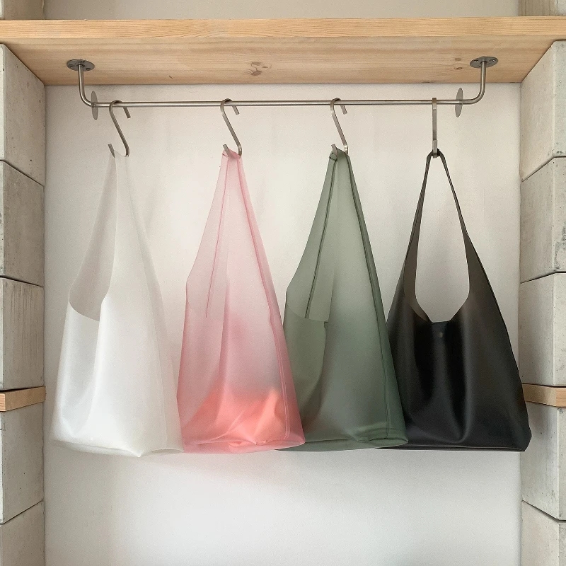 New Summer Women Frosted Transparent TPU Tote Bag Fashion High Sense Large Capacity Jelly Bag Bucket Composite Shoulder Bag