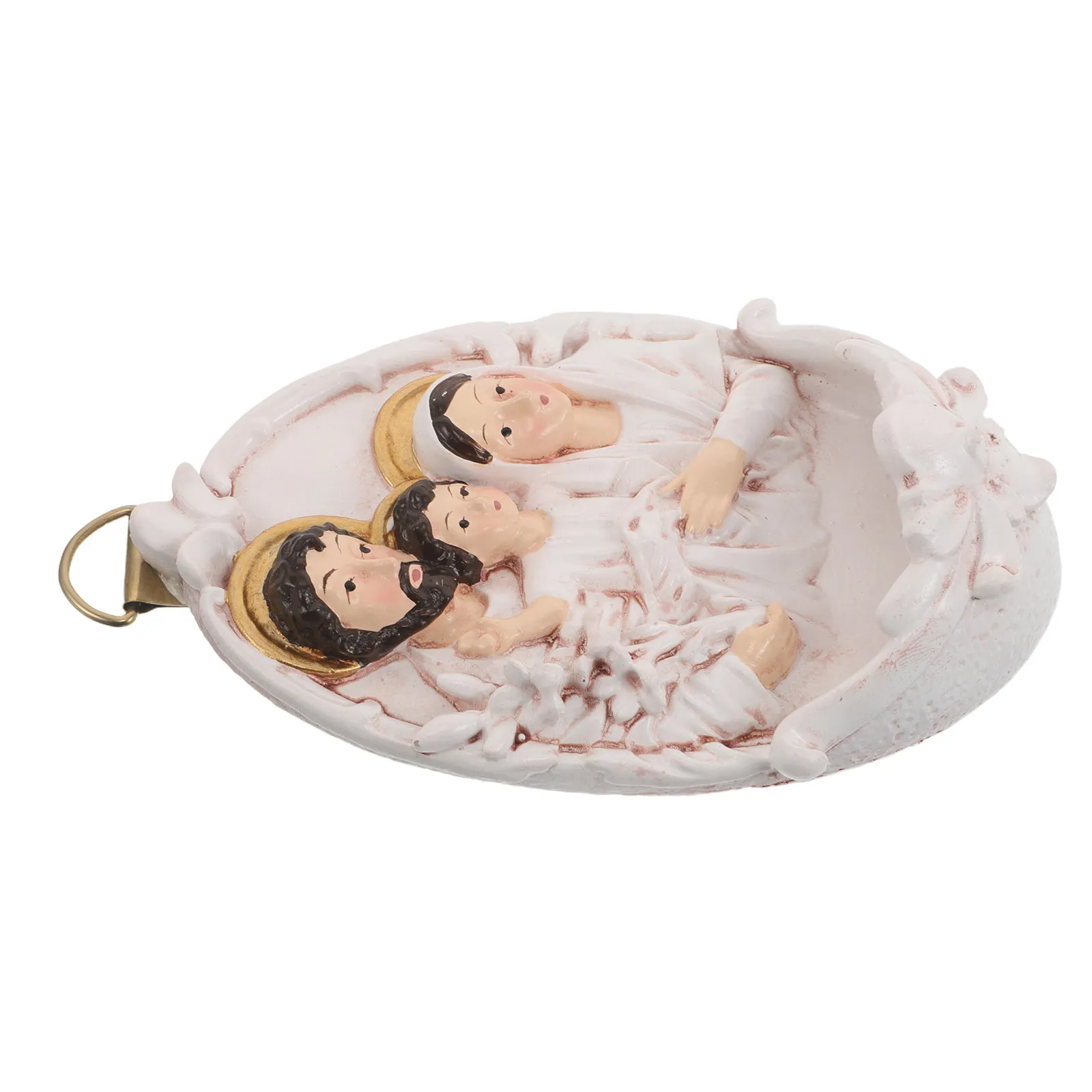 Resin Catholic Holy Water Font 5 Inch Hand-Carved Wall Mounted Holy Water Holder for Easter Baptism Confirmation Entrance