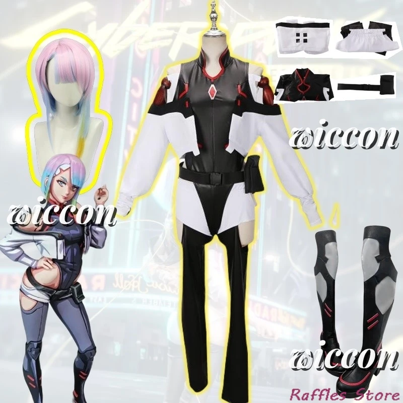 

Game Cyber Lucy Punk Costume Cosplay Anime Sexy Women Bodysuit Jumpsuit Lucy Wig Role Play Uniform Halloween Clothes