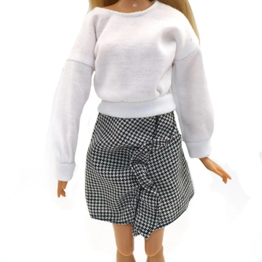 Novo 30cm 1/6 boneca houndstooth houndstooth saia vestido terno diário usar roupas para barbies boneca acessórios