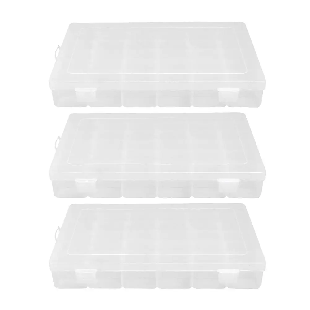 

3Pcs Rectangular Nail Jewelry Storage Boxes Portable Small Item Organizer Case for Beads Pearls Nail Art Supplies Travel Storage