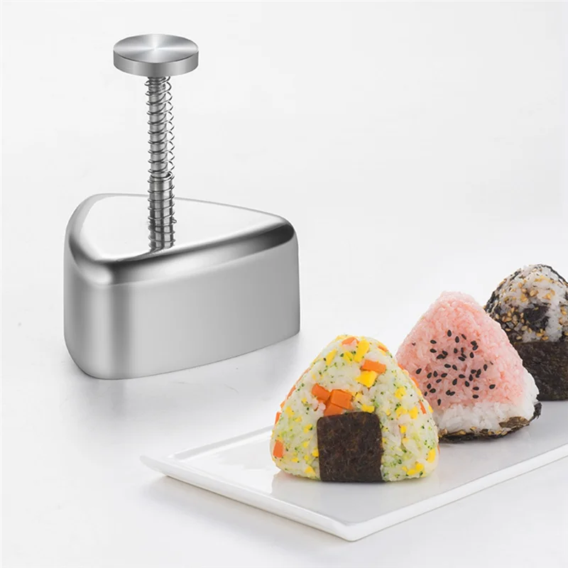 ABXF-1 Pieces Onigiri Mold Stainless Steel Rice Ball Mold Sushi Maker Classic Triangle Musubi Mold For Kids Lunch Bento And Home