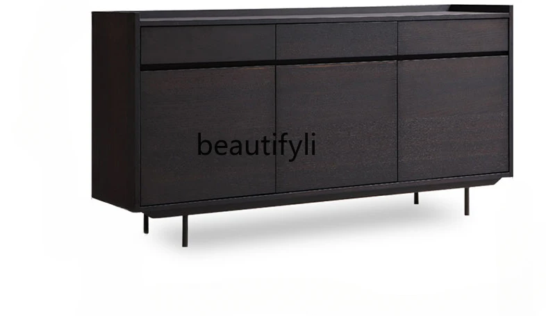 

Italian Minimalistic Smoked Wood Color Sideboard Cabinet Living Room Curio Cabinet Bedroom High Leg Locker