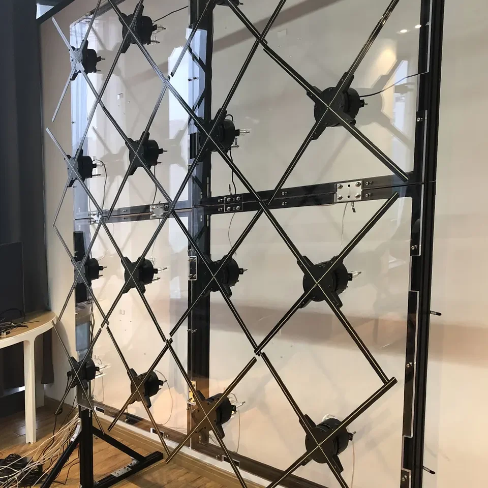 2025 موضة عالية الدقة ثلاثية الأبعاد الهولوغرام مروحة الجدار 65 سنتيمتر الربط 4*4 4*3 ثلاثية الأبعاد الهولوغرام مروحة العارض جدار الإعلان Led مروحة الجدار