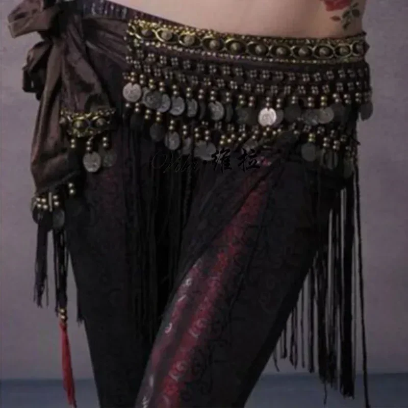 New belly dance hip scarf coin belt tribal clothing tassel tassel belt copper belly dance waist tribal design tapered belt