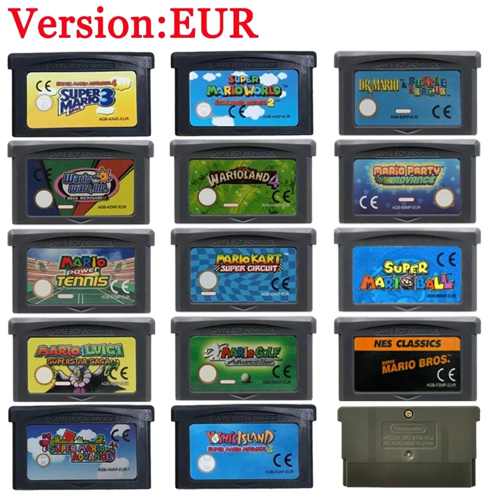 Mario GBA Game Cartridge 32 Bit Video Game Console Card Super Mario Advance Super Mario Bros Mario Kart for GBA