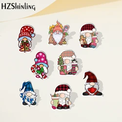 Cartoon Animals Merry Christmas Gnomes Pattern Acrylic Lapel Pin Resin Epoxy Acrylic Pins Fashion Jewelry Accessories