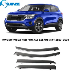 Side Window Visors For Kia Seltos MK1 2023 2024 Side Window Wind Deflectors Vent Visors Exterior Sun Wind Rain Shield