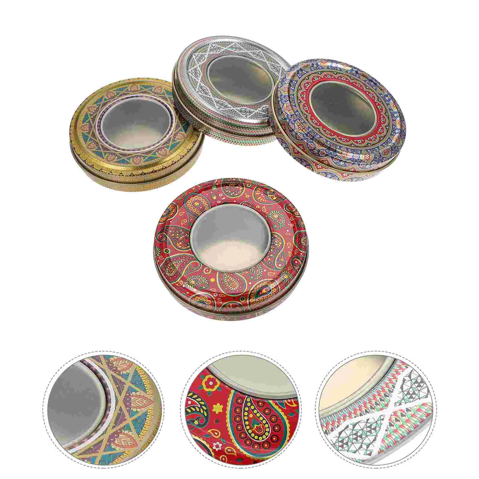 

4 Pcs Tin Box Storage Boxes Cans with Lid Jars Wrapping Food Containers Lids Tea