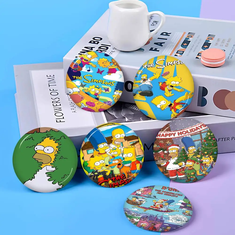Cartoon Cool The S-Simpsons Round Button Pins Slogan Creative Brooches Backpack Clothes Decoration Fashion Cartoon Gifts
