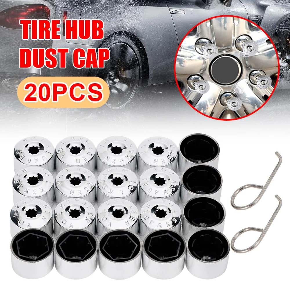 

17MM For Volkswagen Golf Passat Wheel Nuts Caps Nut Big Bolt Cover Chrome Aluminum Alloy Hub Accessories 1K0601173A