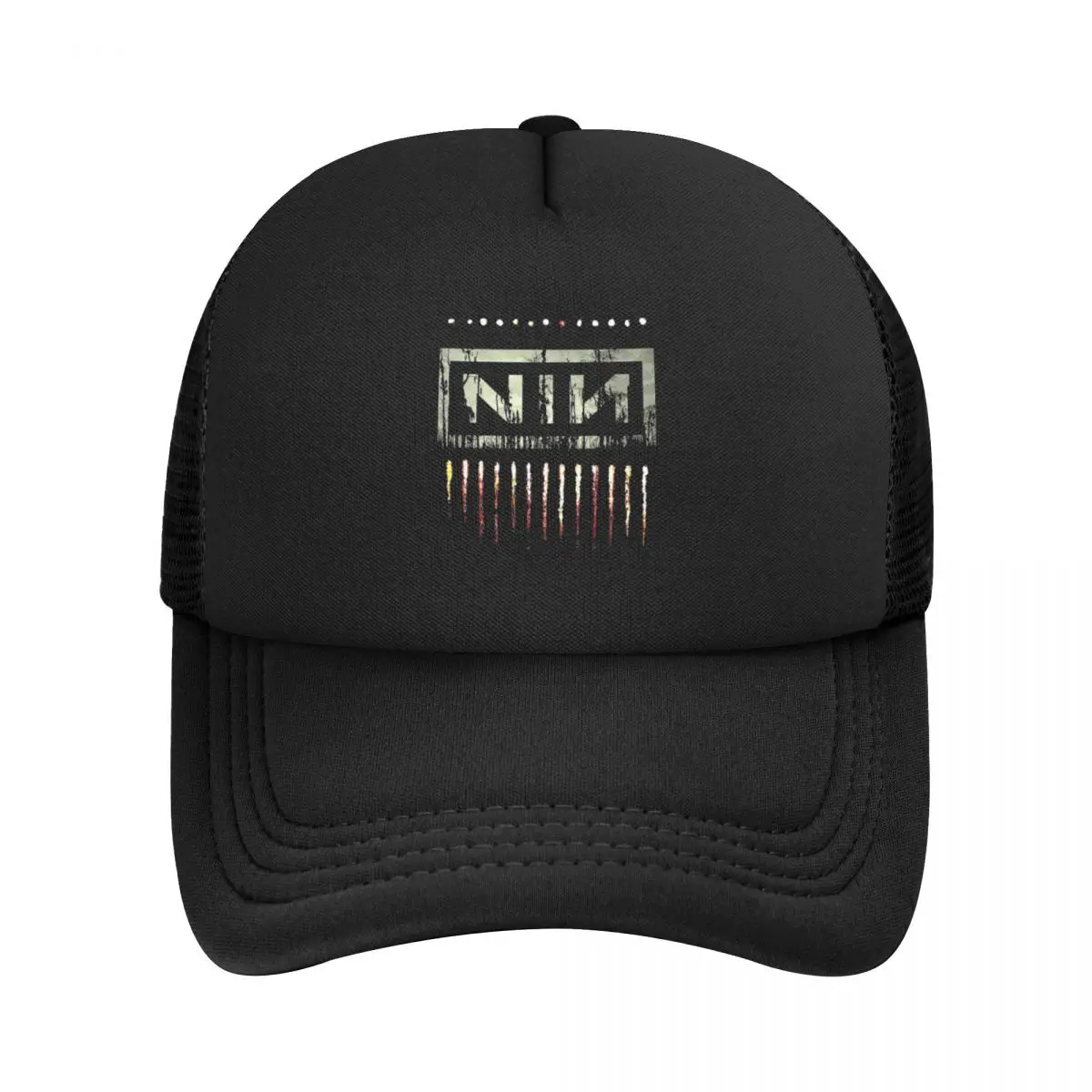 Nine Inch Nails NIN Music Band Mesh Baseball Caps Adult Sport Sun Hats Hats Adjustable Polyester Sun Hats Washable Trucker Caps