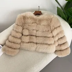 OFTBUY Reale Cappotto di Pelliccia di Volpe Giacca Invernale da Donna Pelliccia di Volpe Naturale 2024 Giacca di Pelliccia di Procione Tuta Sportiva O-Collo di Spessore Caldo di Lusso Femminile