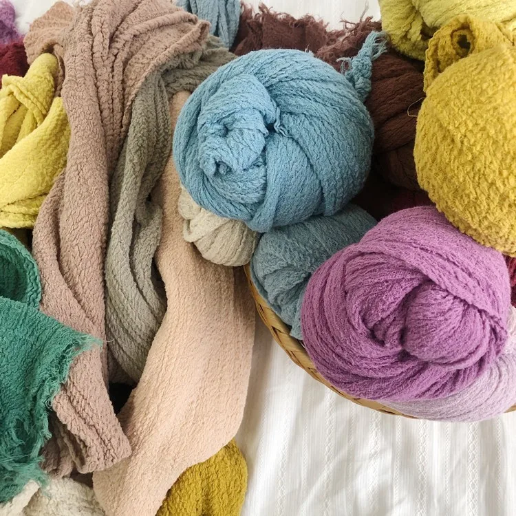 Seersucker Wrap Newborn Photography Props Soft Cotton Gauze Baby Swaddle Blanket Infant Studio Photo Basket Backdrop Accessories
