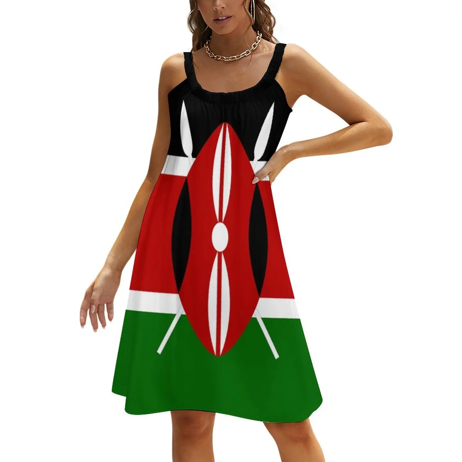 

Kenya Flag T-Shirt - Kenyan Nairobi Sticker Beach Sling Skirt Elegant gown dress Women's summer skirt